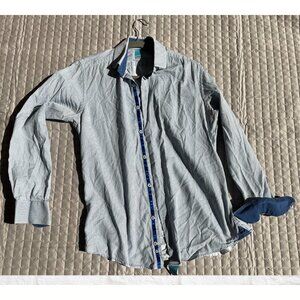 Tom English Traditional Style Men’s Dress Shirt Button Up Collared Shirts Medium